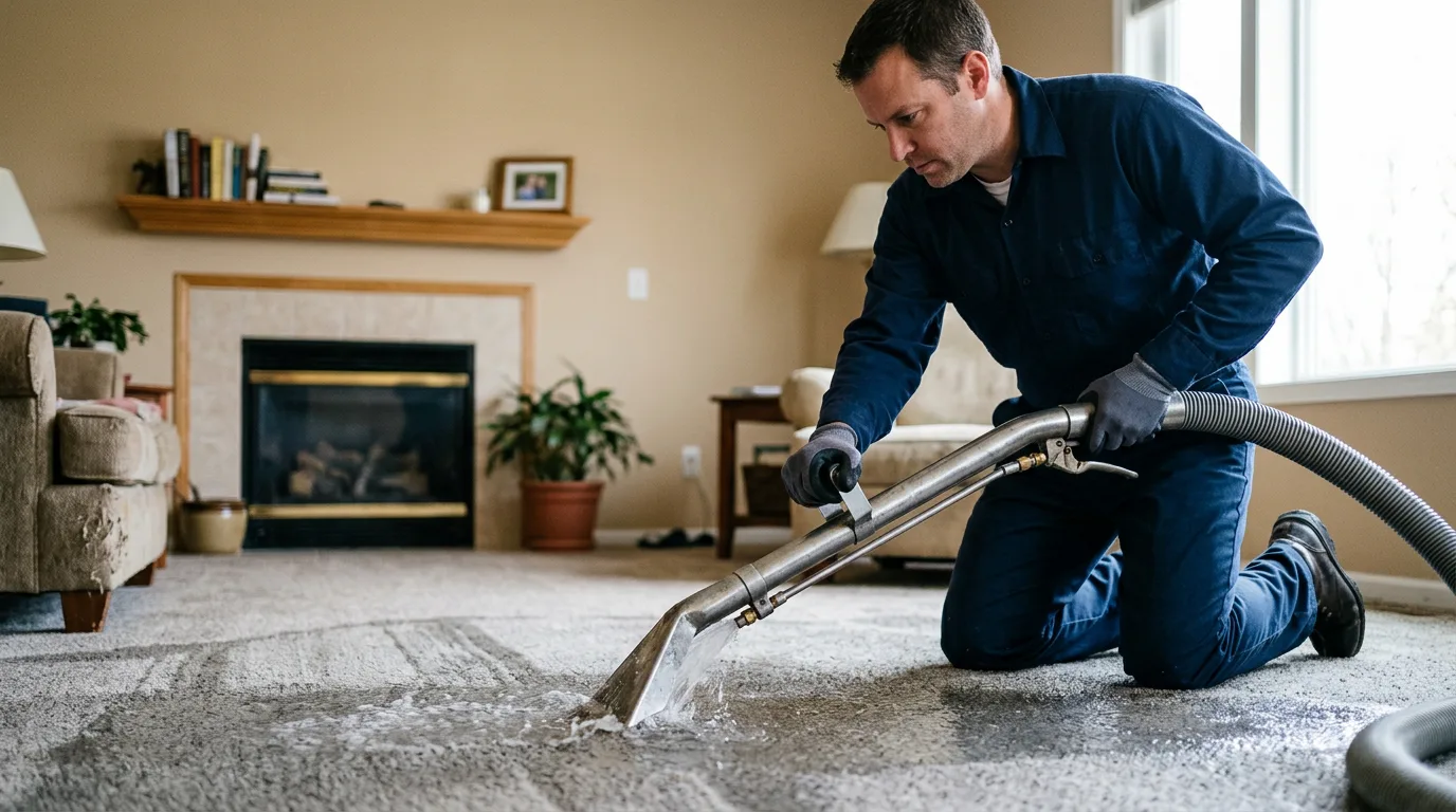 Water damage restoration technician working near New Caney, TX